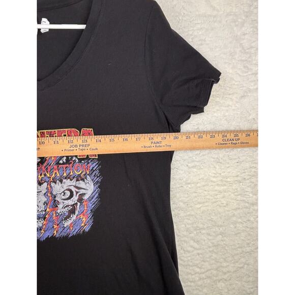 Pantera Domination Skulls V-Neck Tee | Women’s Large | Black Graphic Shirt NWOT - Picture 4 of 5